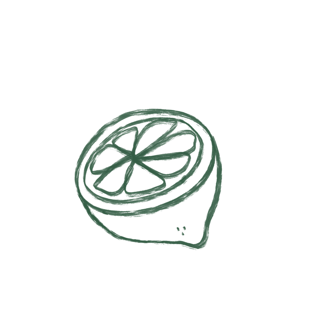 Handgezeichnete halbe Zitrone als Symbol für frische Mitarbeiterverpflegung von Schrankerl.